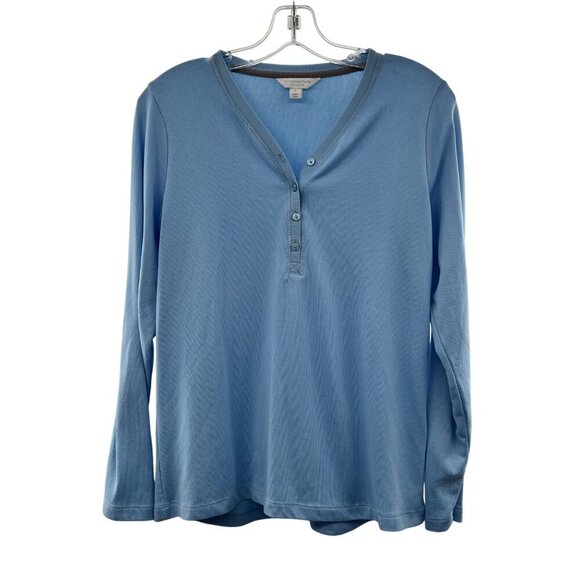 Charter Club Intimates Henley Sleep Shirt Long Sleeve Blue Size Small - Picture 1 of 9